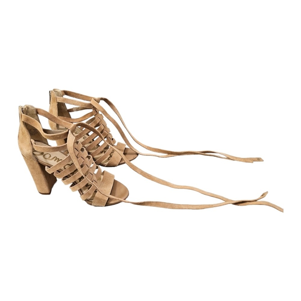 Sam Edelman Womens Tan Sandals 7 Yarina Gladiator Lace Up Block Heel Boho Chic - Picture 9 of 12